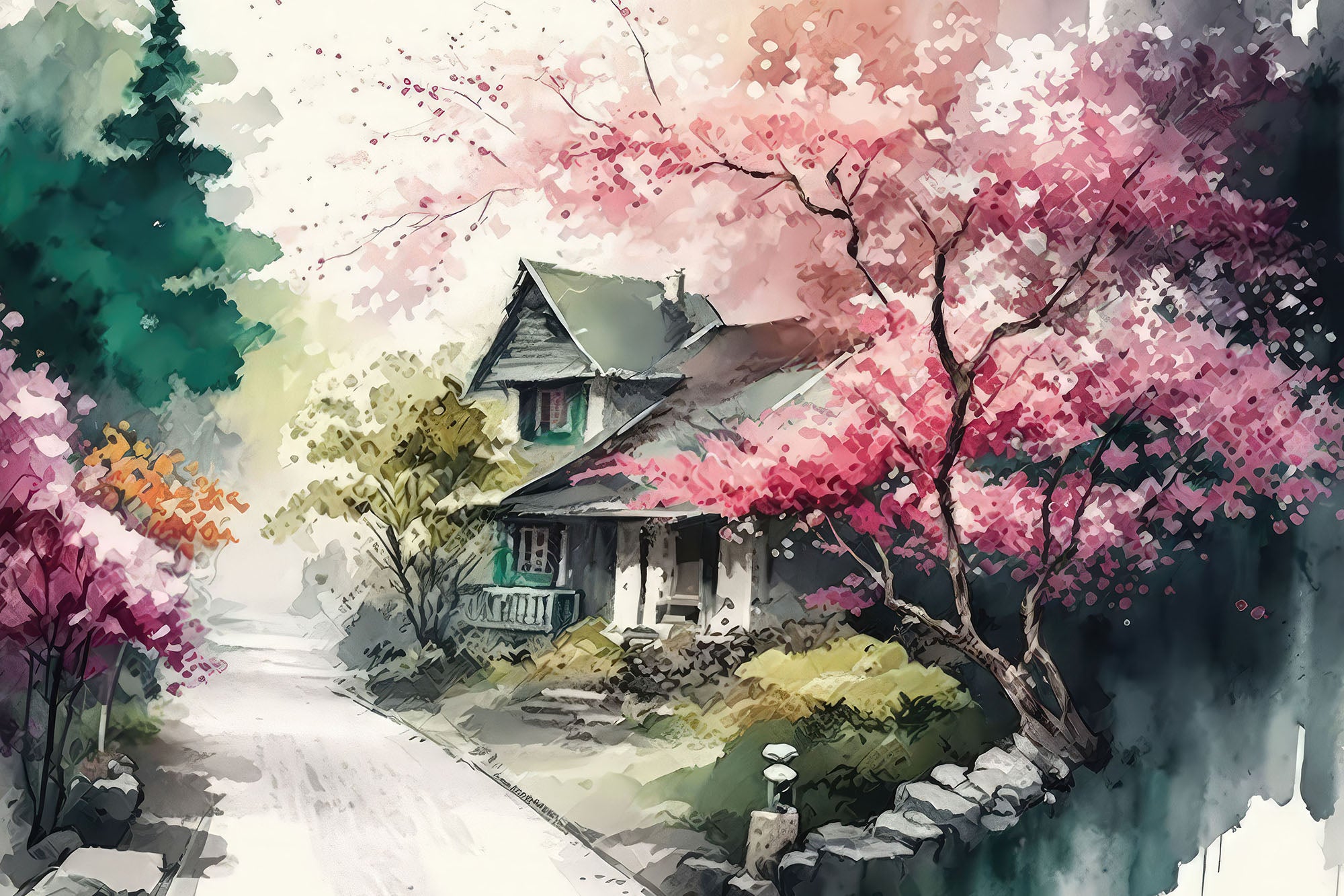 Watercolour Without Frame Japanese Watercolor Painting On Paper